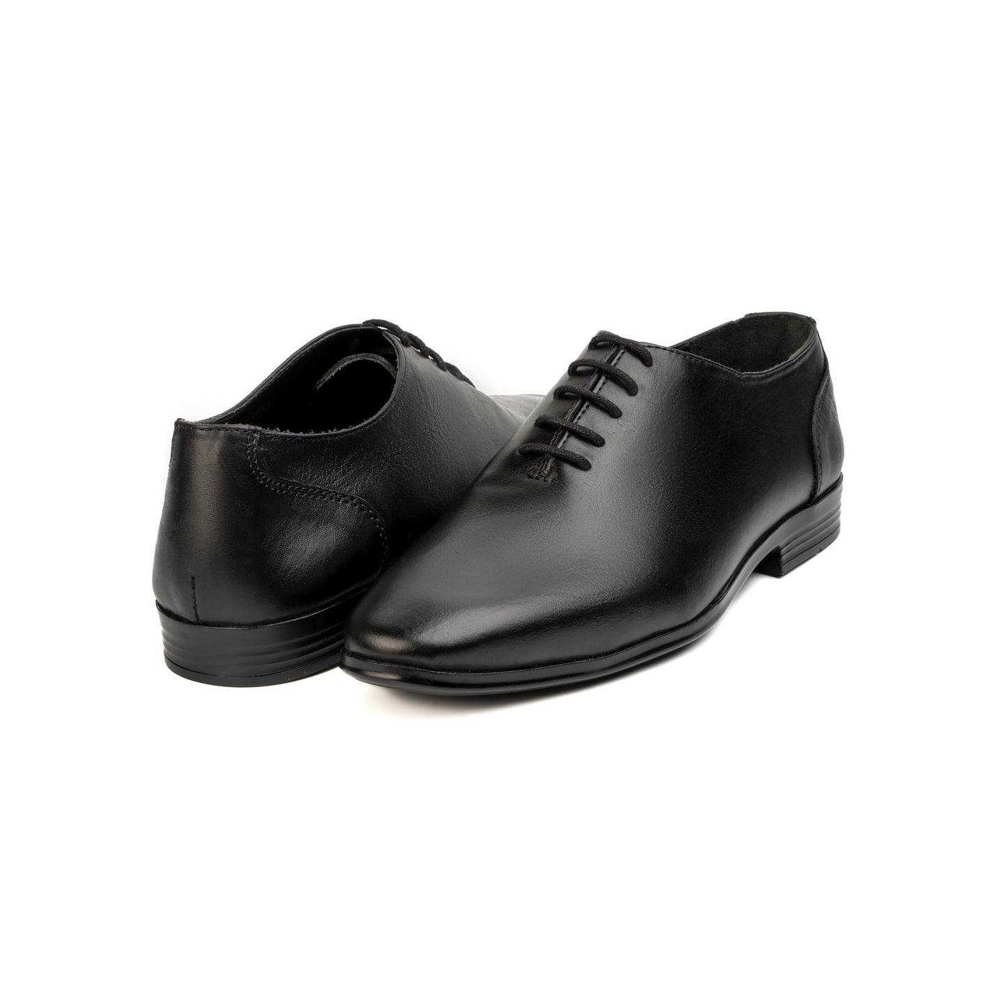 BLACK LEATHER LACEUP SHOES