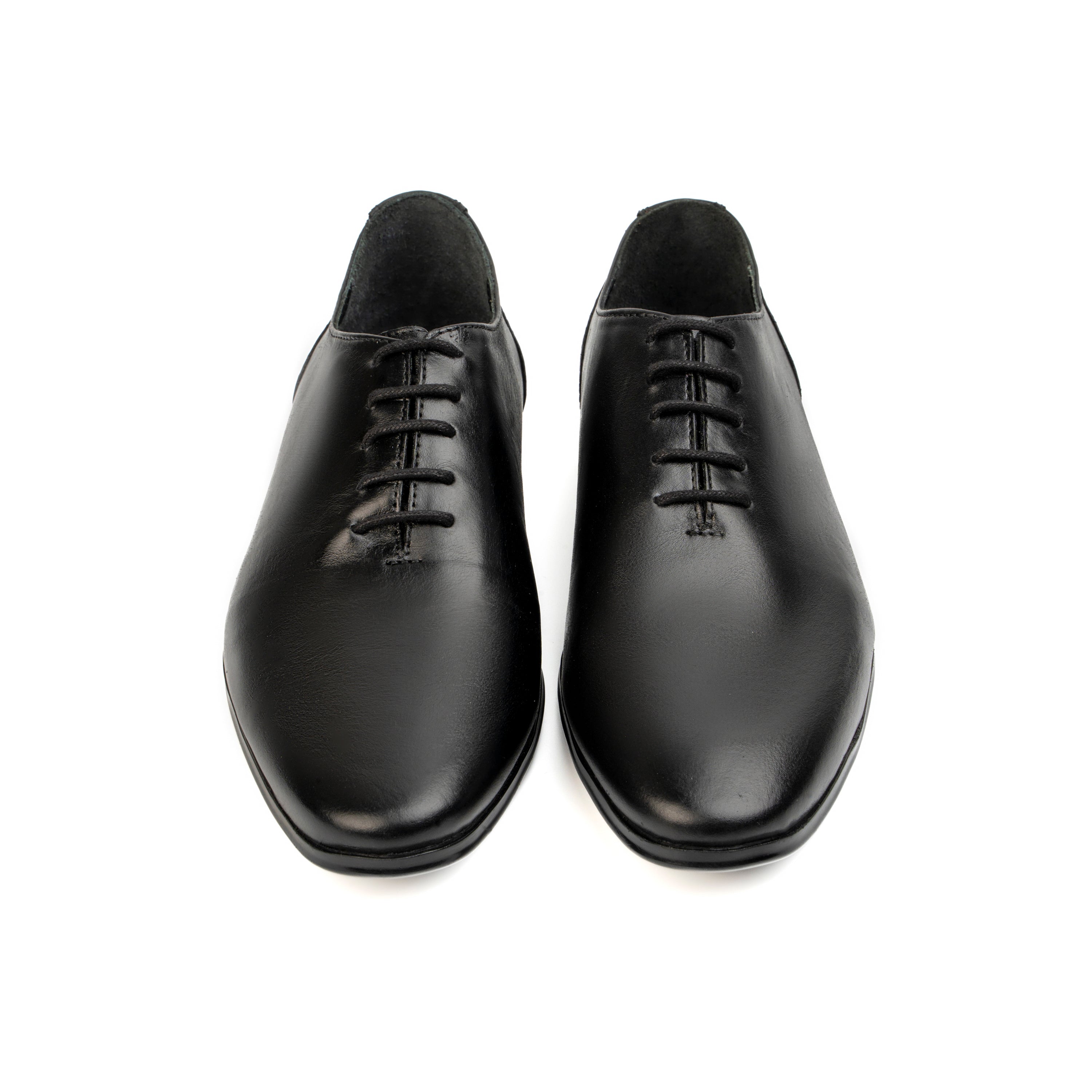 BLACK LEATHER LACEUP SHOES