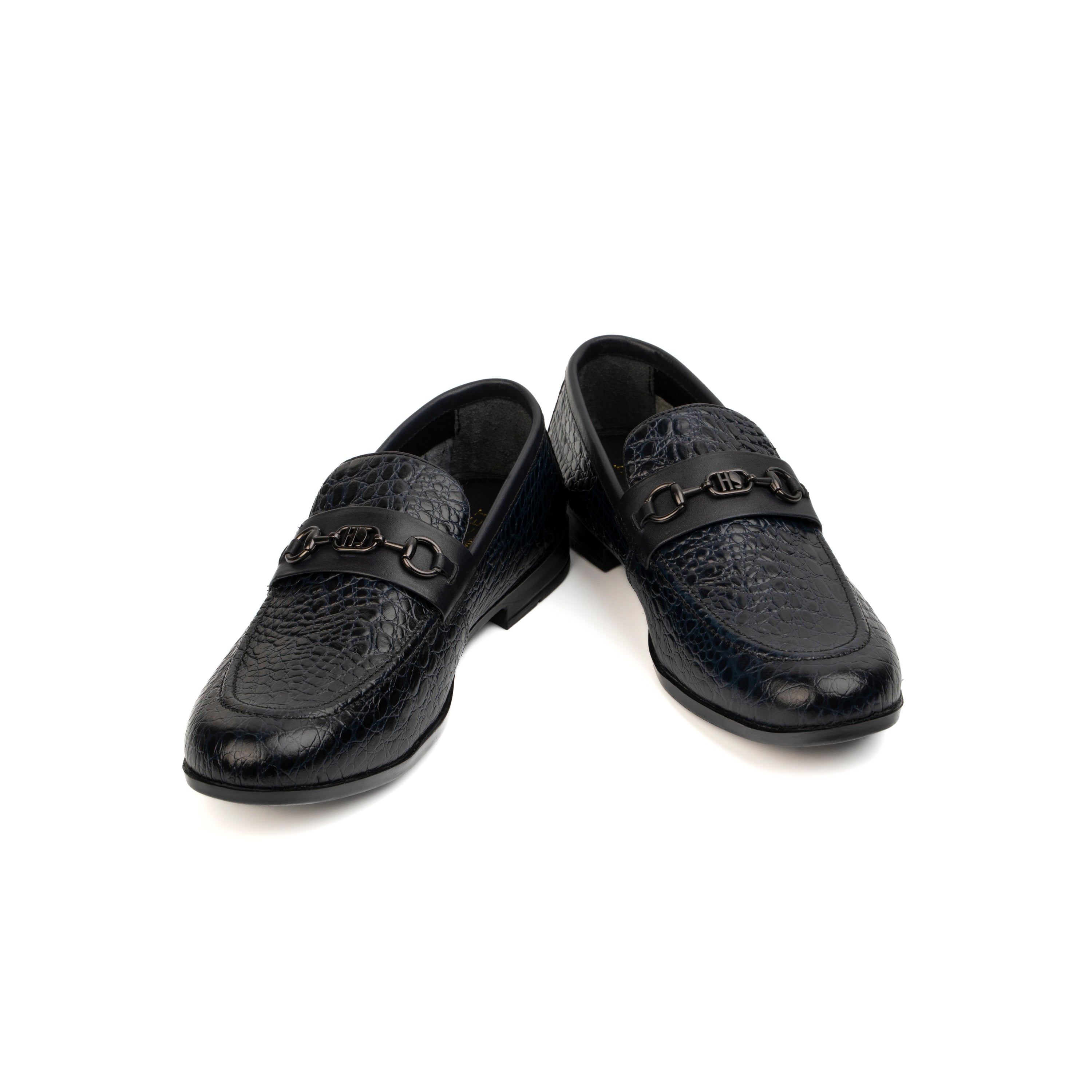 NAVY CROCO TEXTURED SHOES