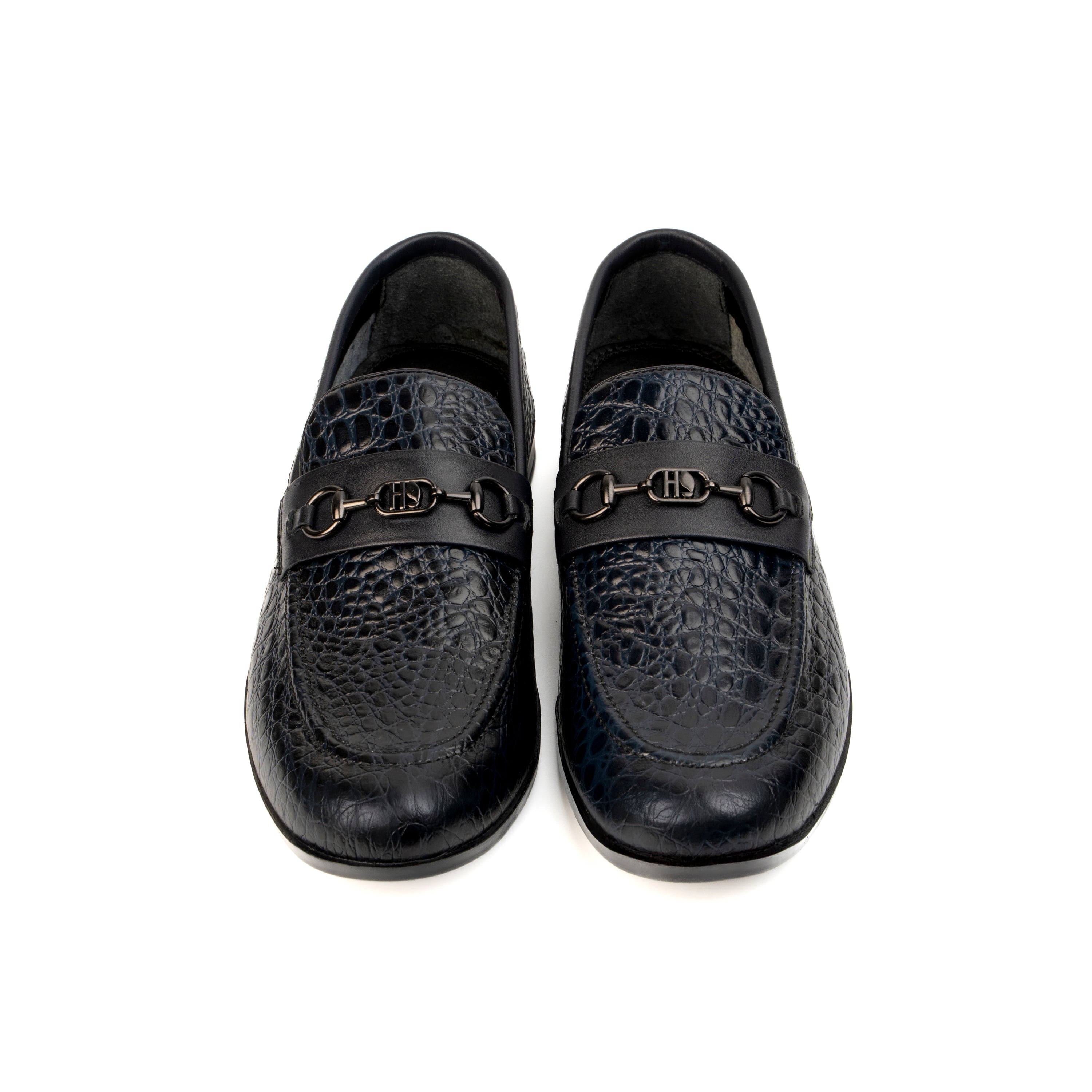 NAVY CROCO TEXTURED SHOES