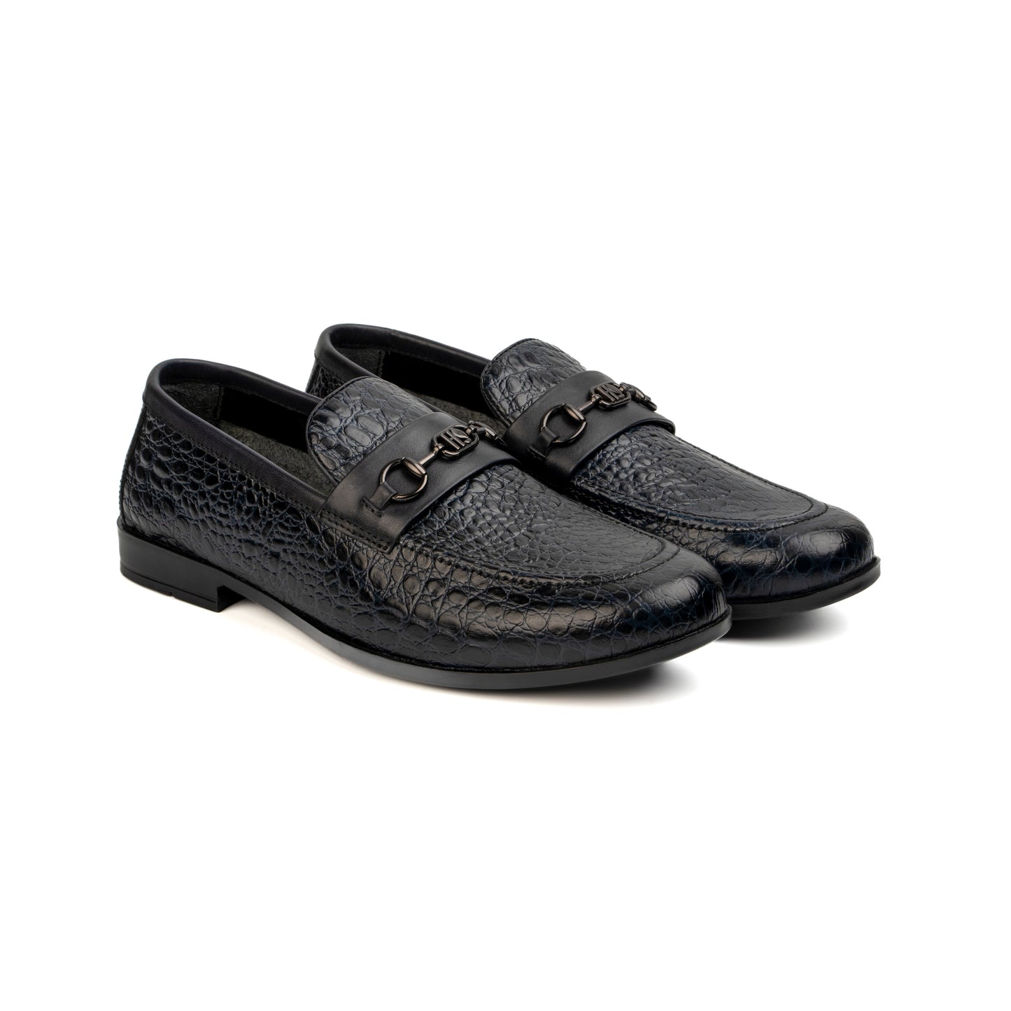 NAVY CROCO TEXTURED SHOES