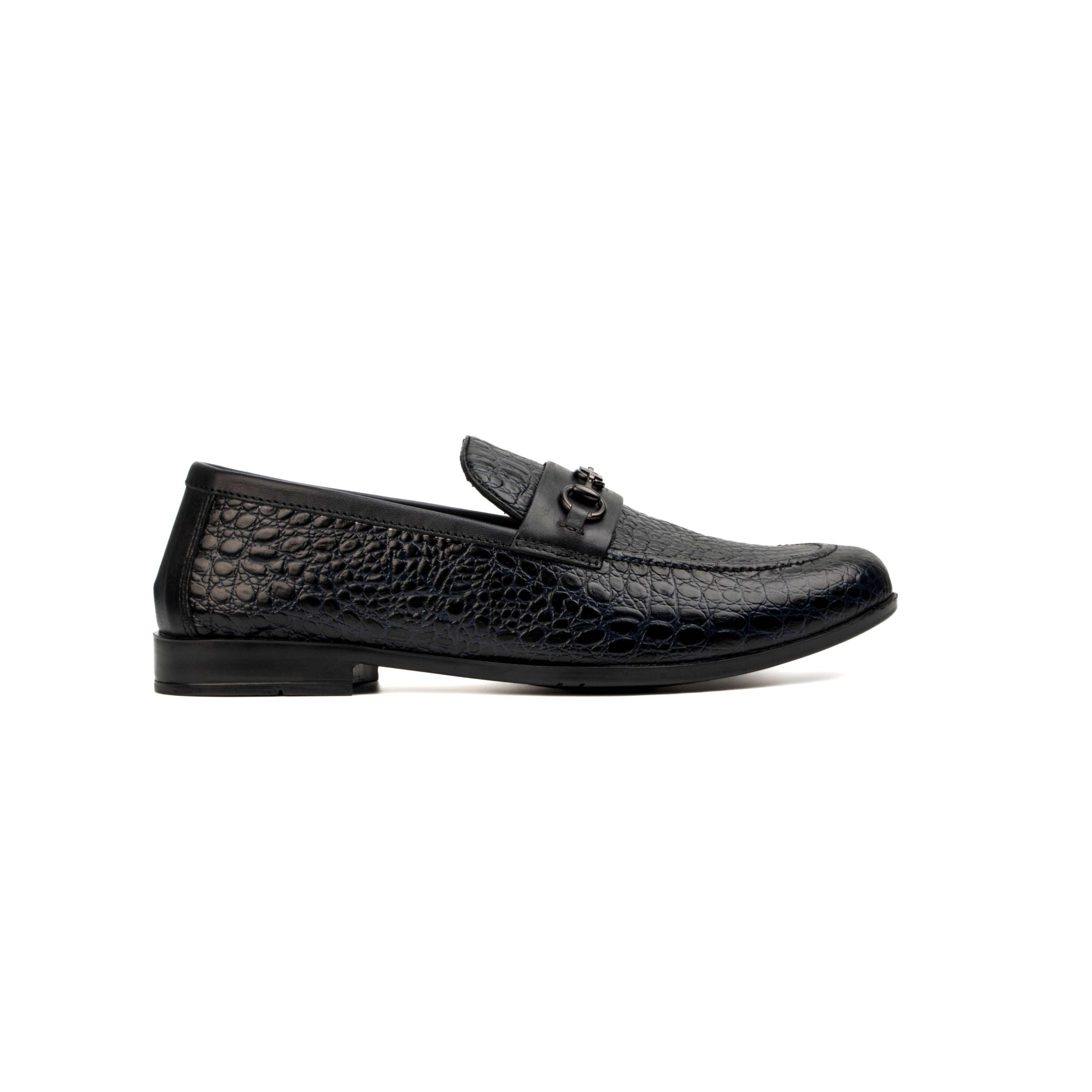 NAVY CROCO TEXTURED SHOES