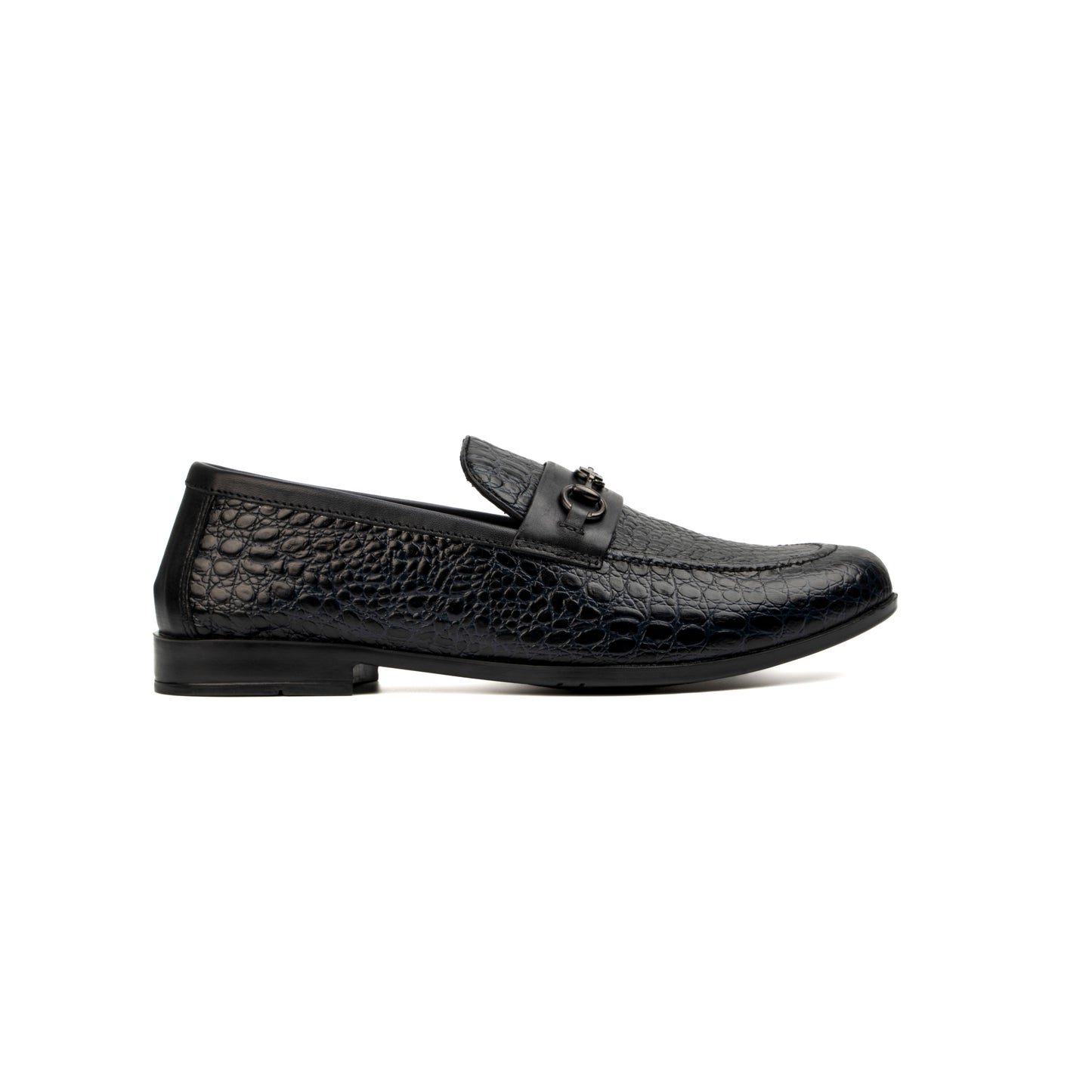 NAVY CROCO TEXTURED SHOES