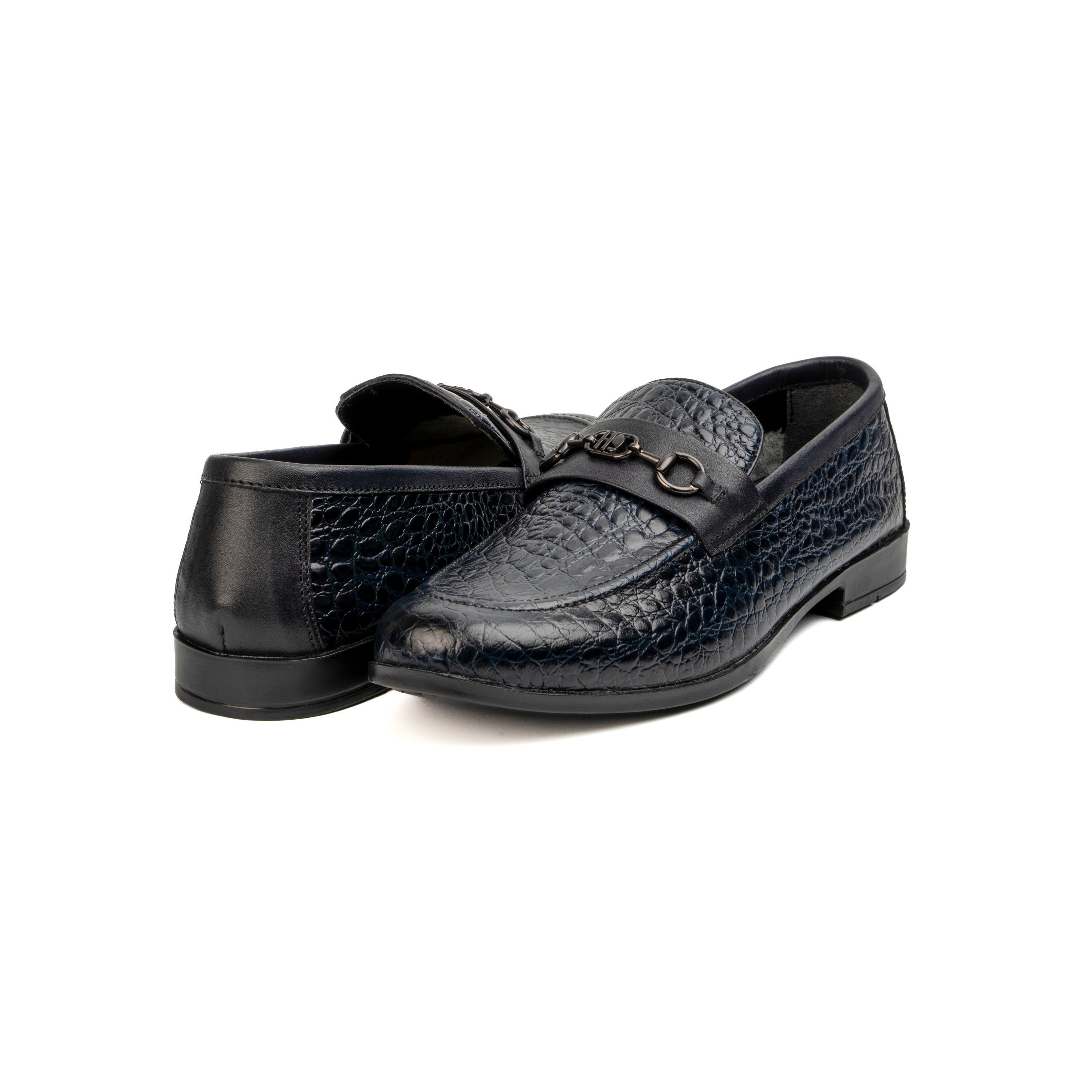 NAVY CROCO TEXTURED SHOES