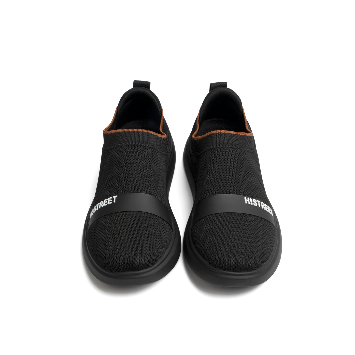 BLACK KNITED SLIP ON SHOES