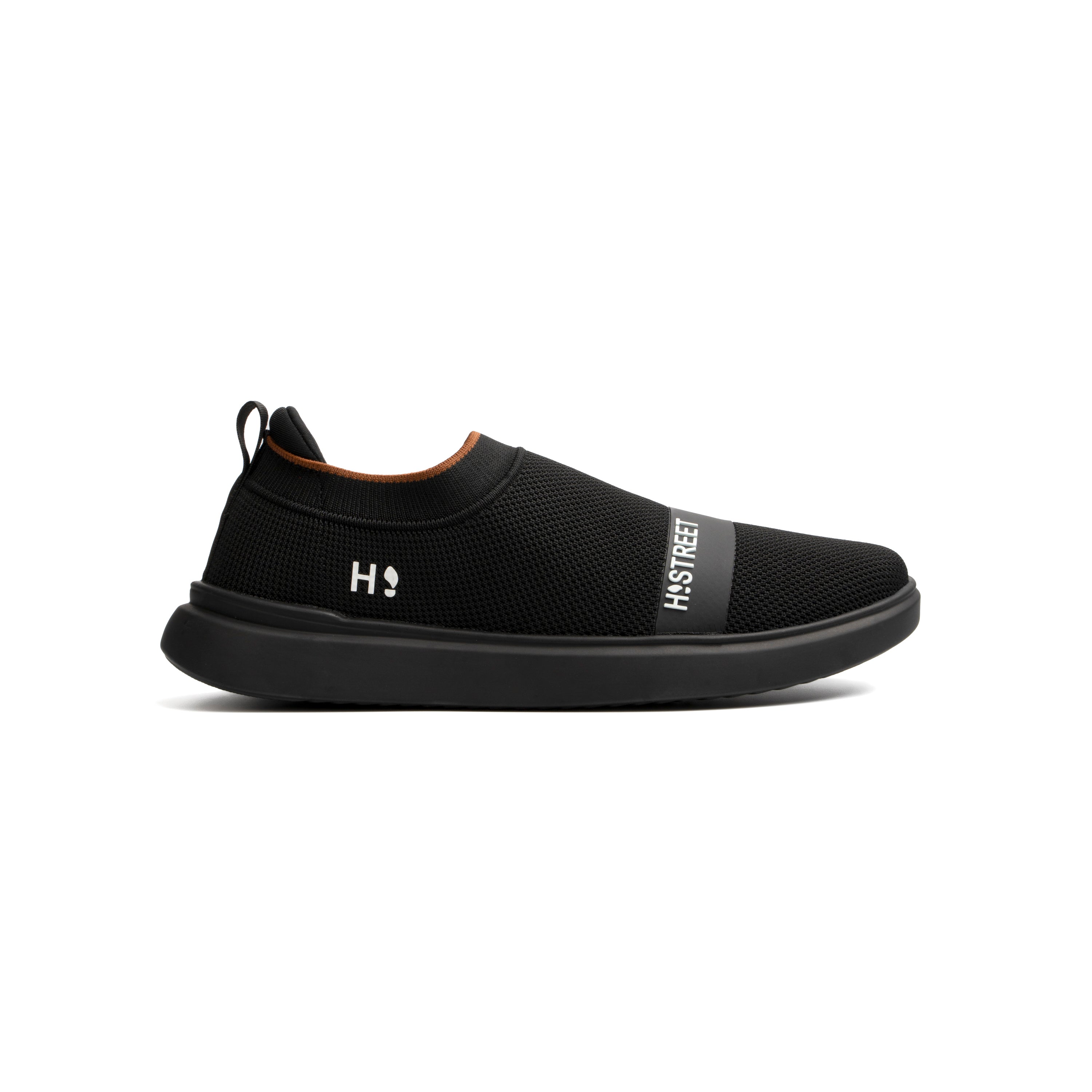BLACK KNITED SLIP ON SHOES