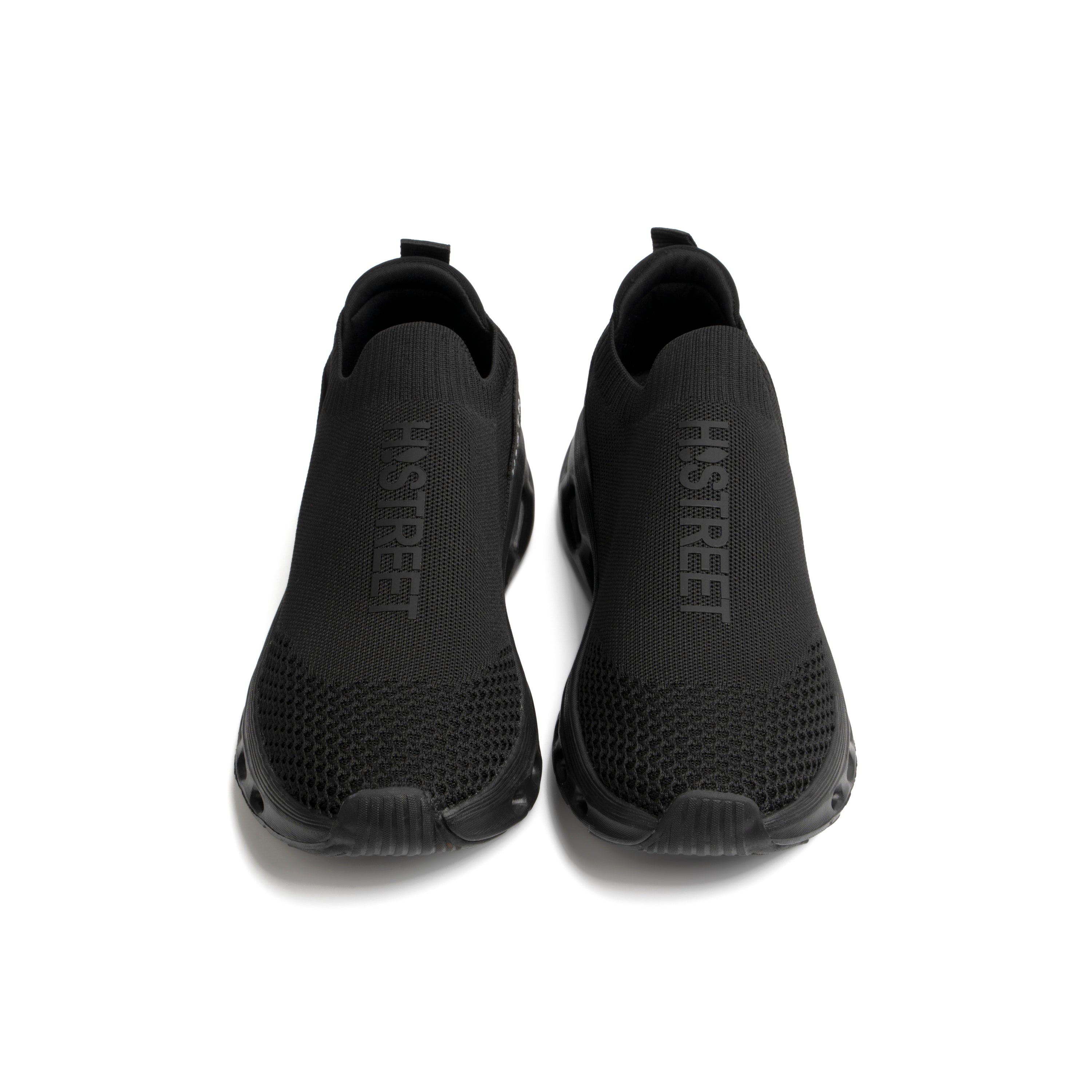 BLACK KNITED SLIP-ONS SHOES