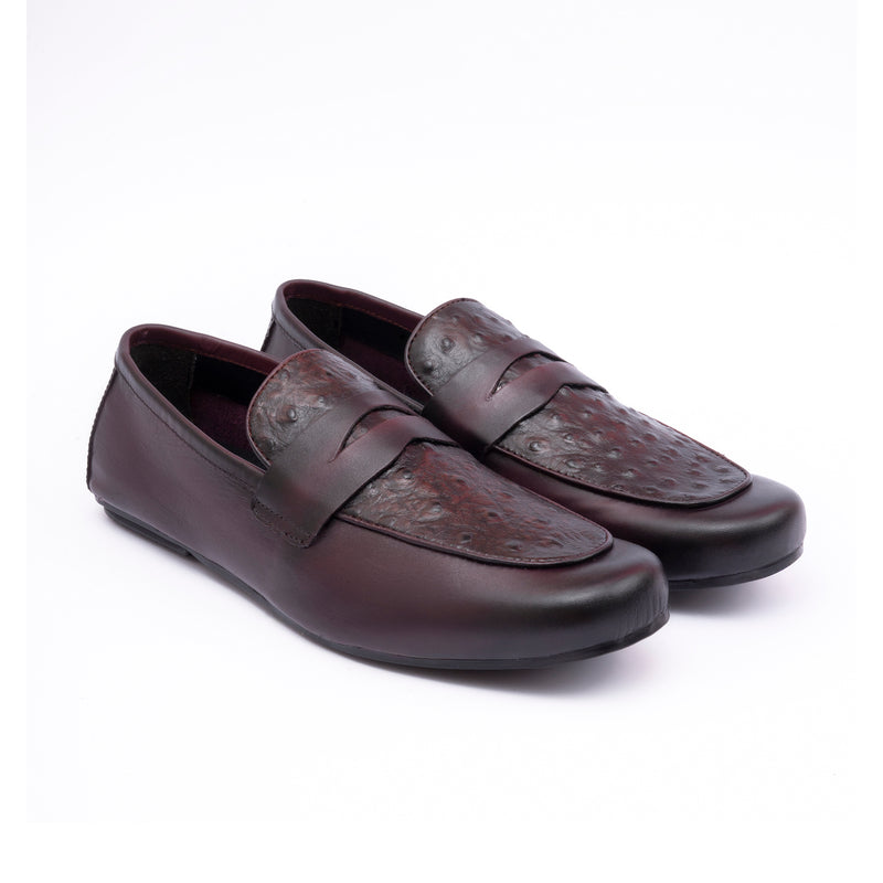 OSTRICH LEATHER TEXTURED MOCCASIN
