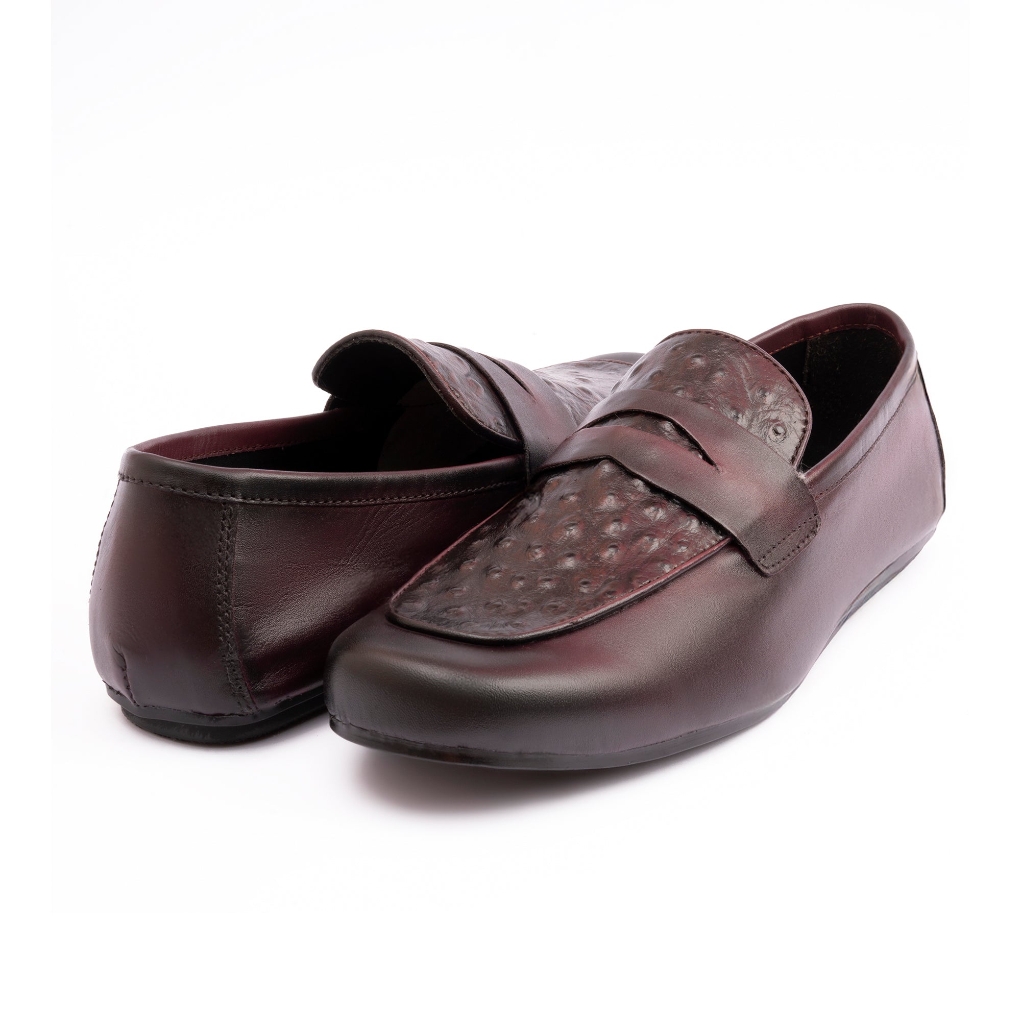 OSTRICH LEATHER TEXTURED MOCCASIN