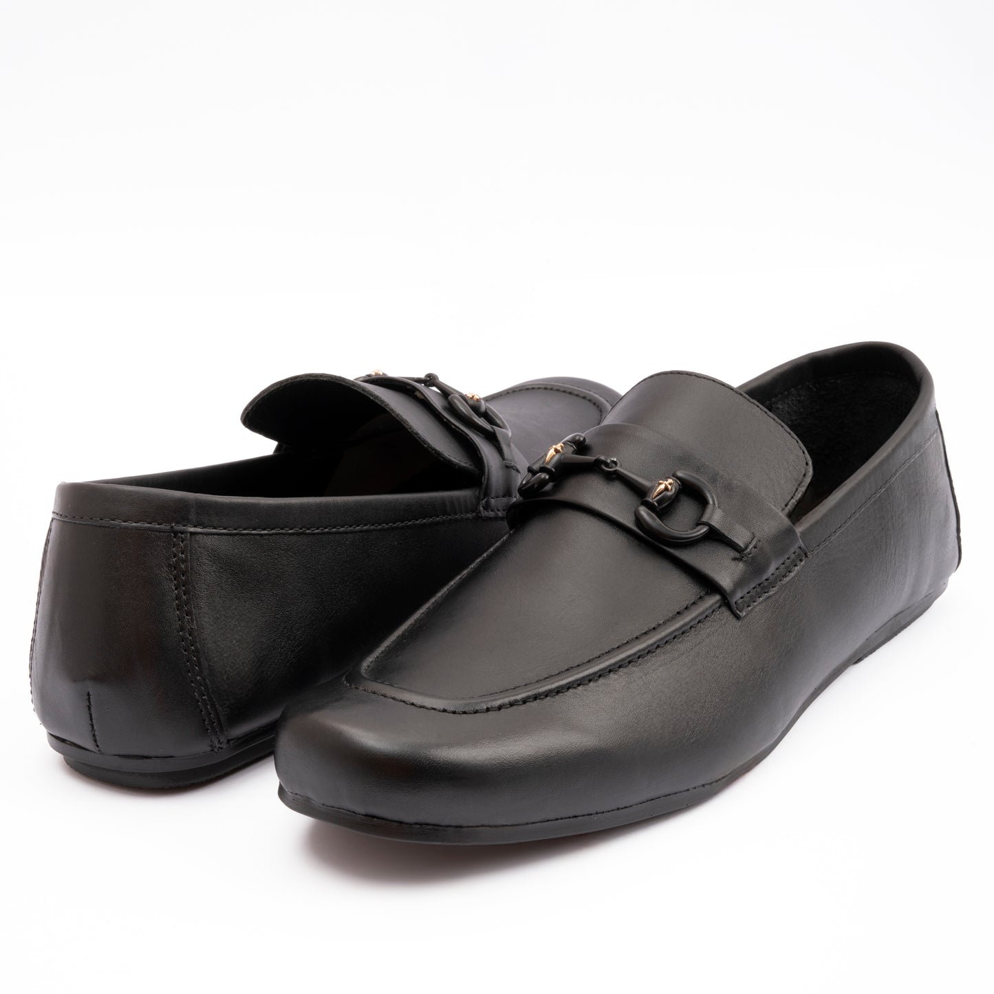 BLACK SOFT LEATHER MOCCASINS