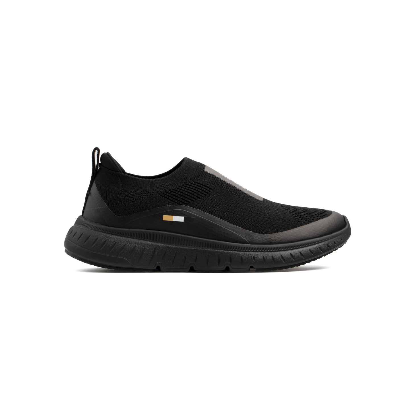 BLACK KNITED SLIP ON SHOES