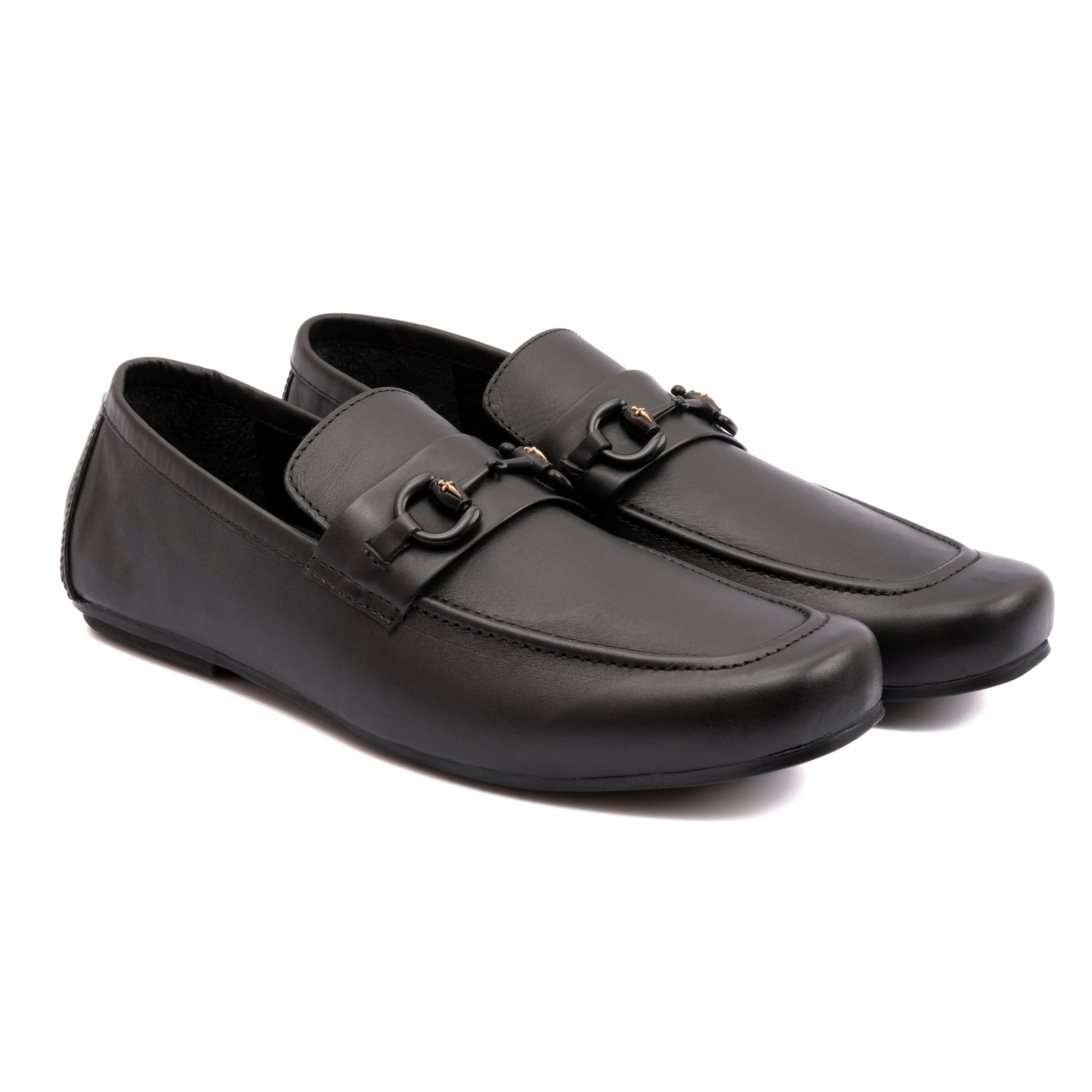 BLACK SOFT LEATHER MOCCASINS