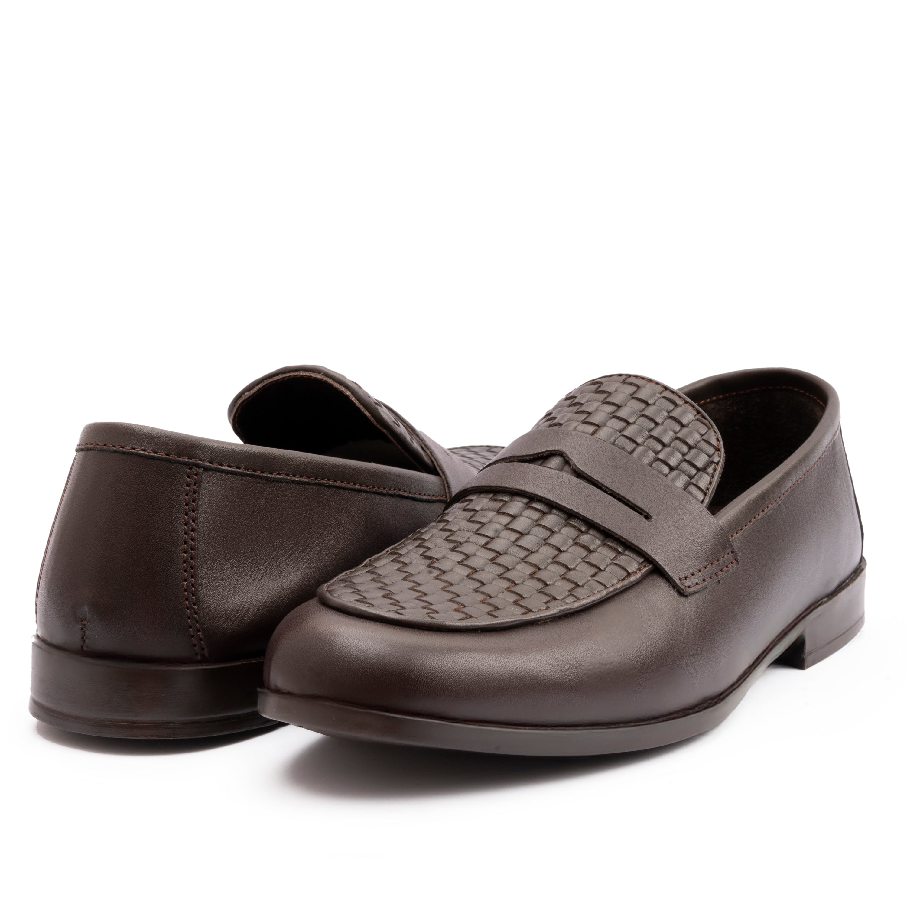 BRAIDED VAMP LEATHER SHOES