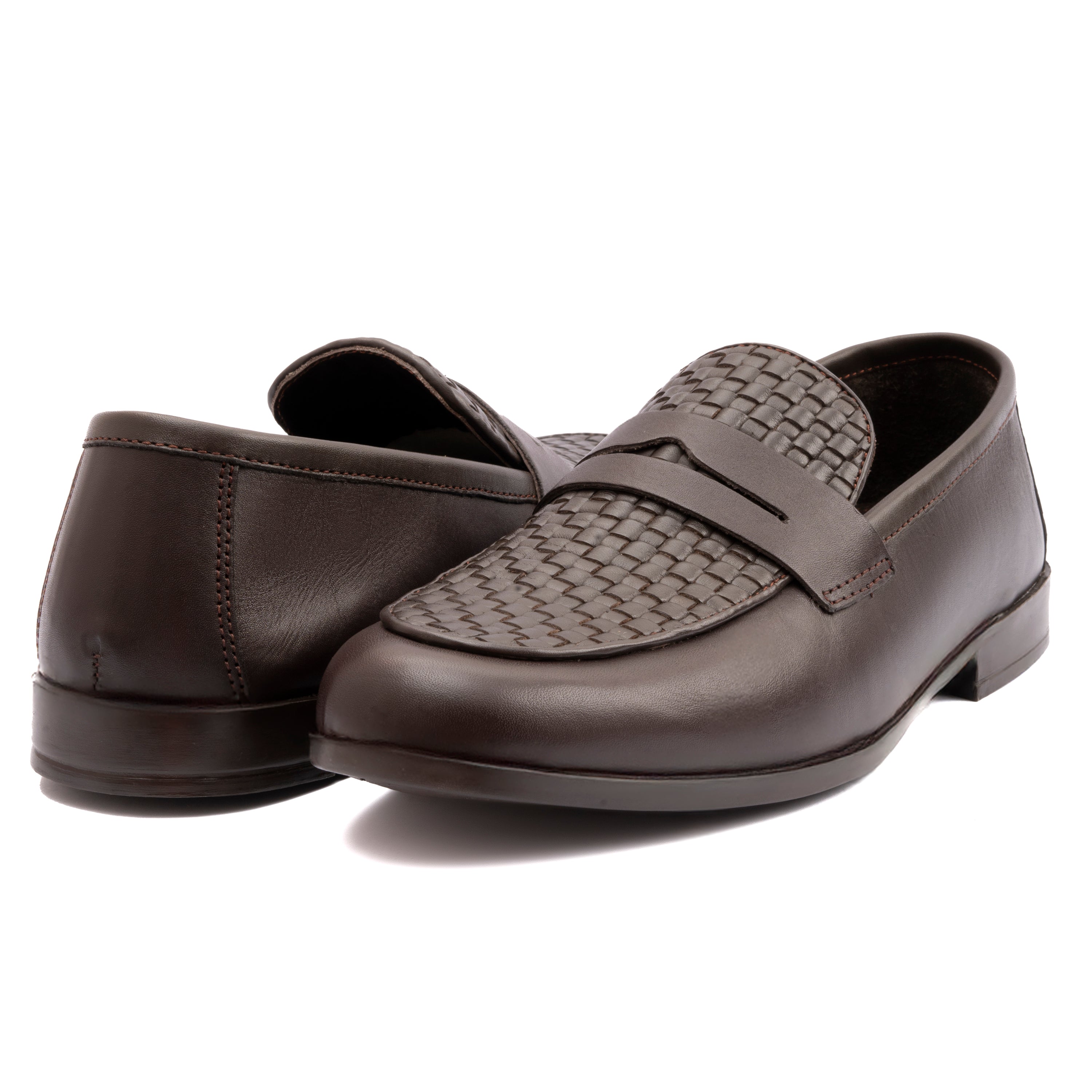 BRAIDED VAMP LEATHER SHOES