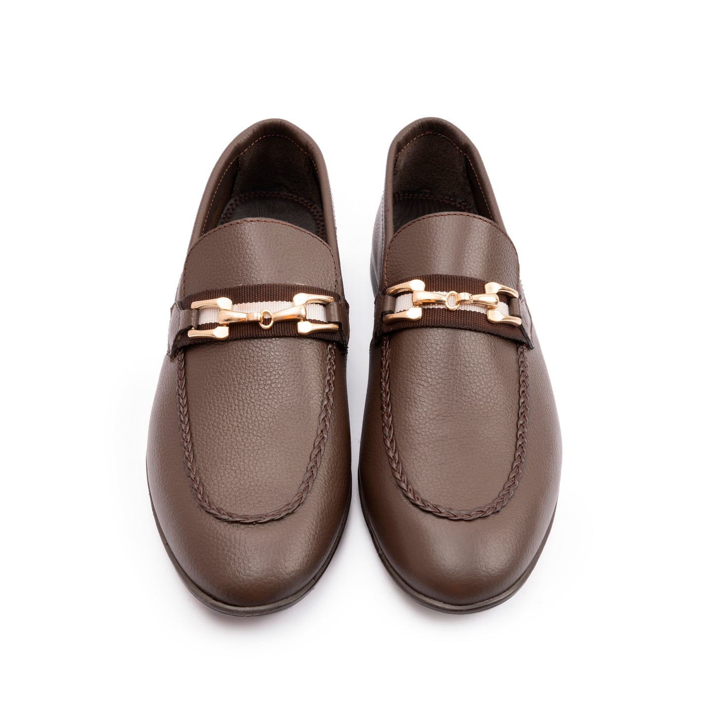 BROWN MILLED LEATHER SHOES