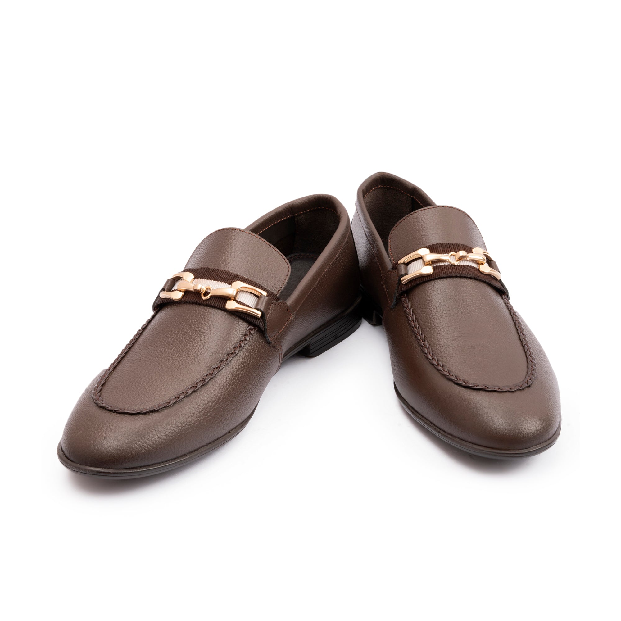 BROWN MILLED LEATHER SHOES