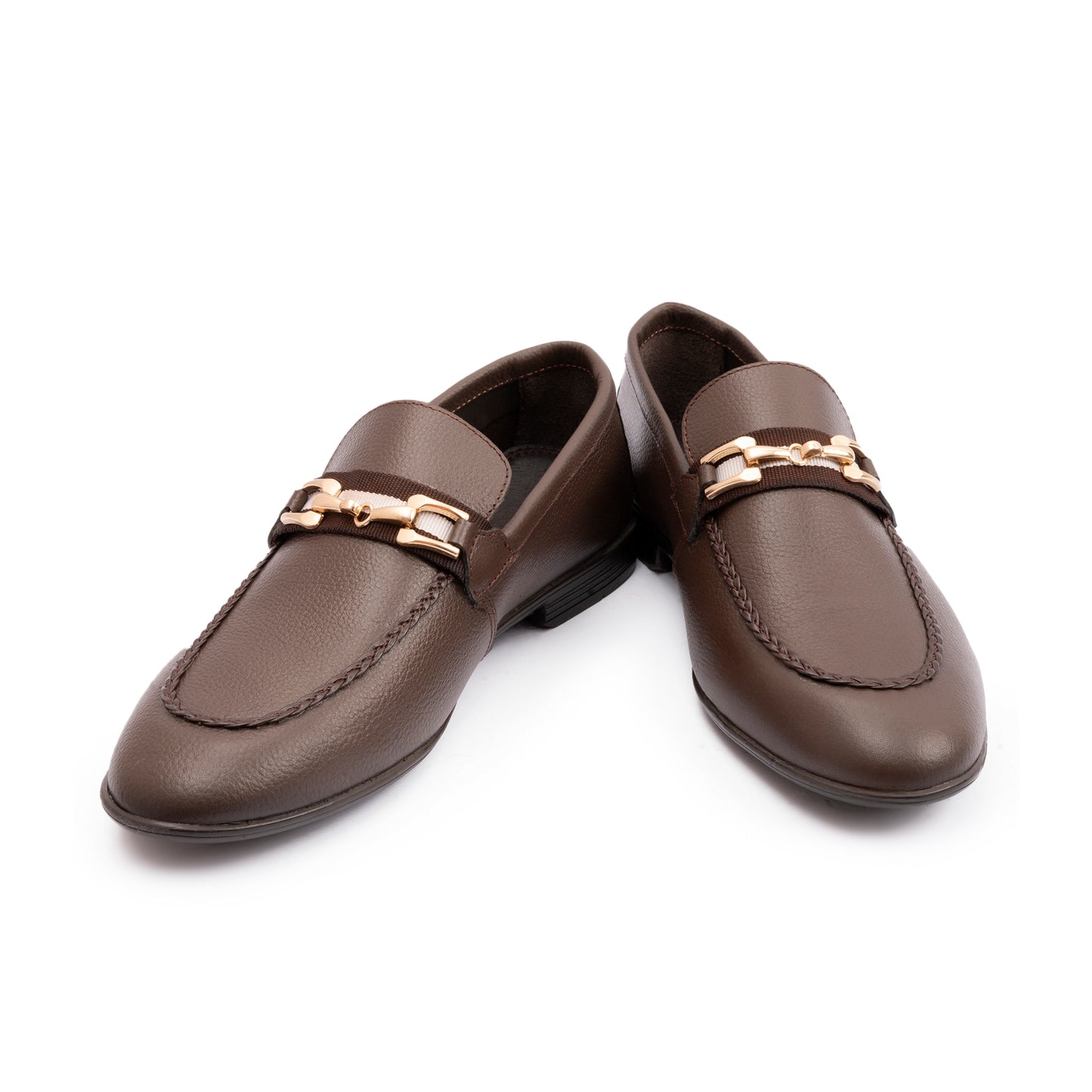 BROWN MILLED LEATHER SHOES