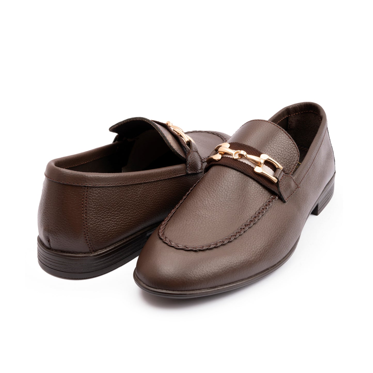 BROWN MILLED LEATHER SHOES