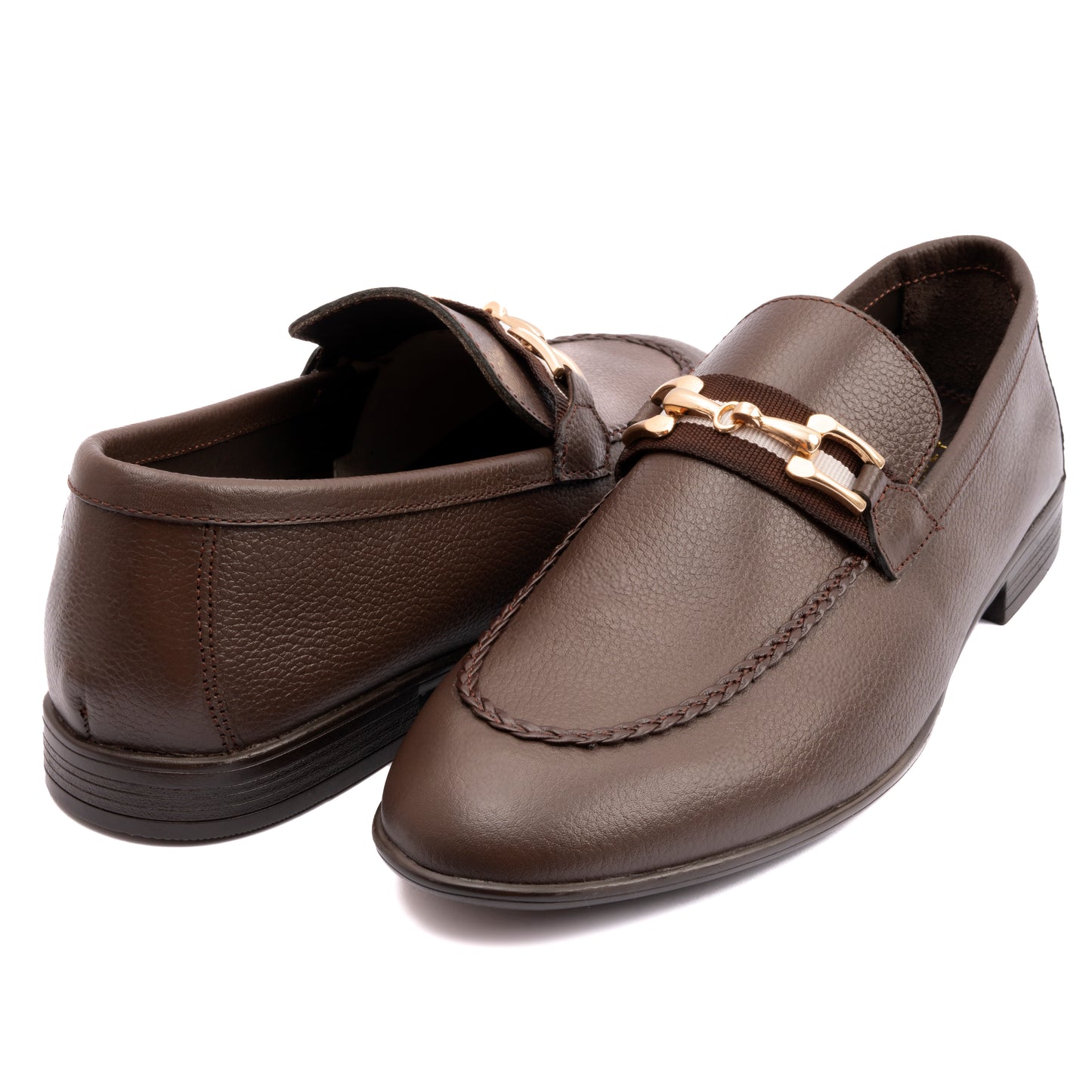 BROWN MILLED LEATHER SHOES