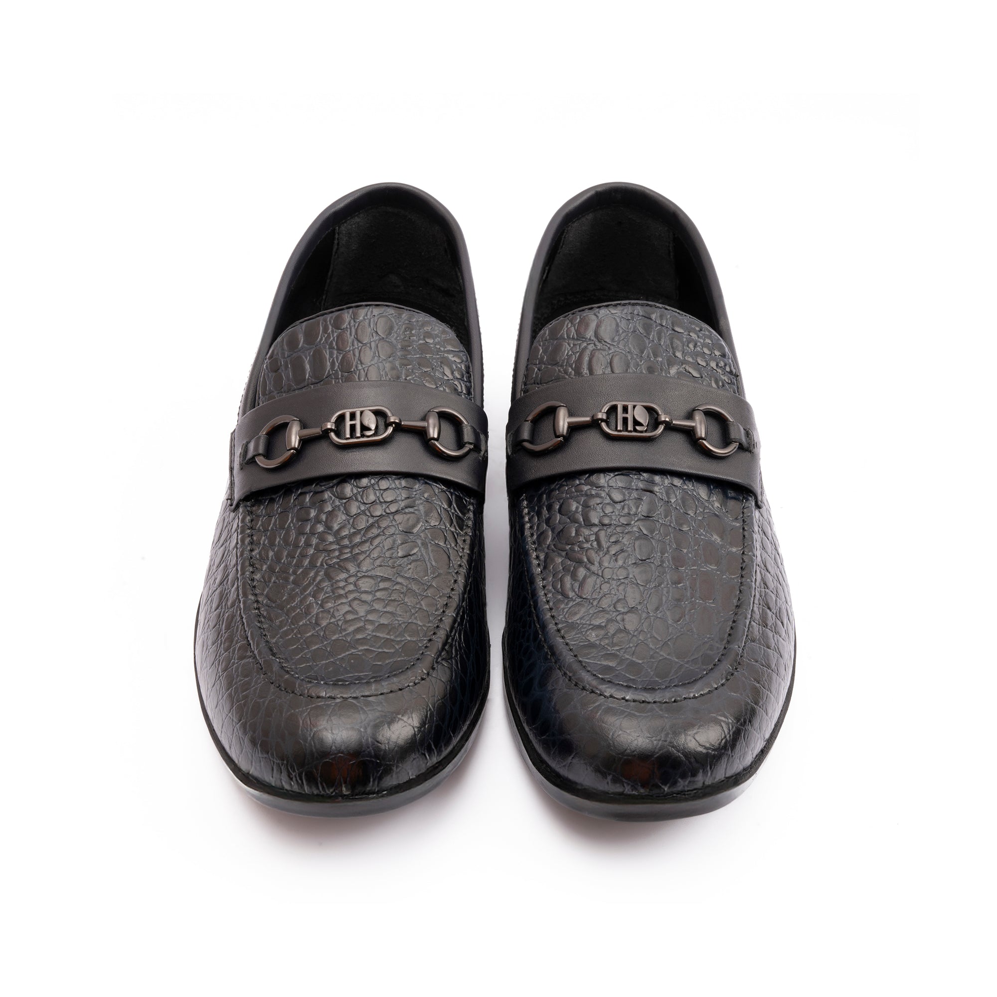 NAVY CROCO TEXTURED SHOES