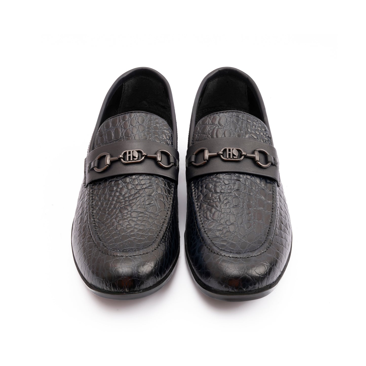 NAVY CROCO TEXTURED SHOES