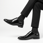 BLACK TEXTURED LACE UP SHOES