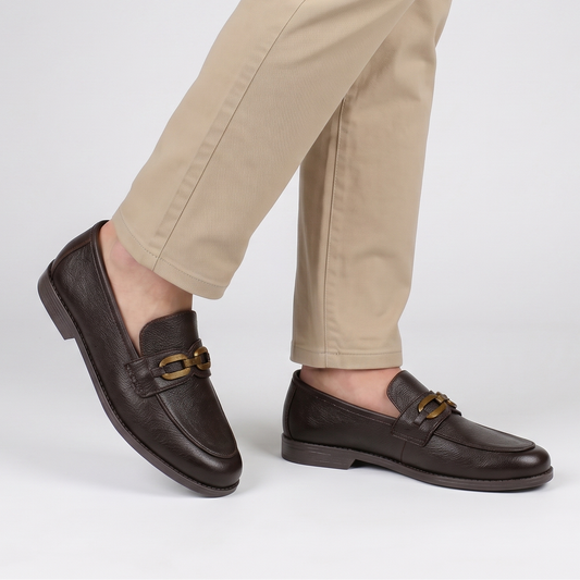 BROWN TEXTURED LEATHER SHOES
