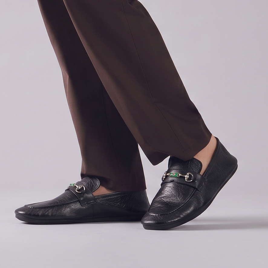 BLACK SOFT LEATHER SHOES