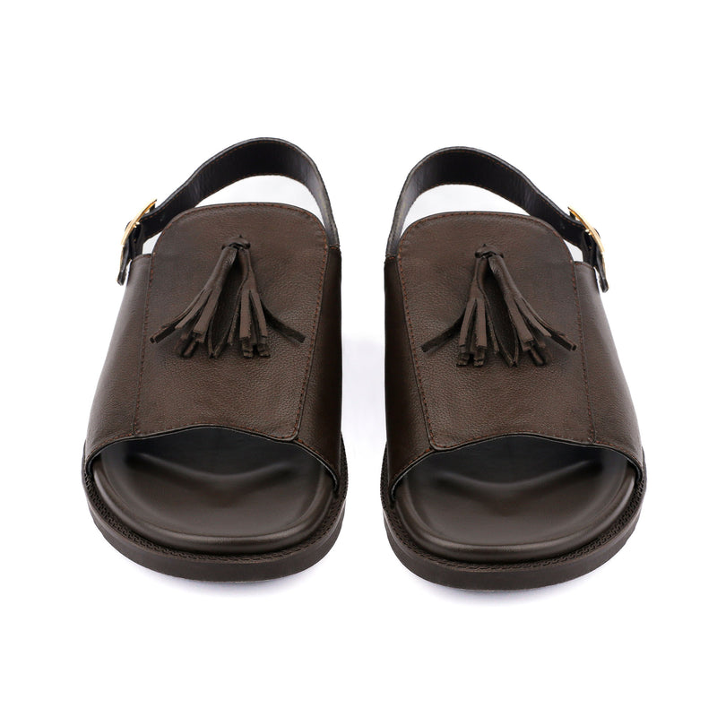 MILLED LEATHER TASSEL SANDAL