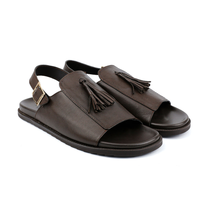 MILLED LEATHER TASSEL SANDAL