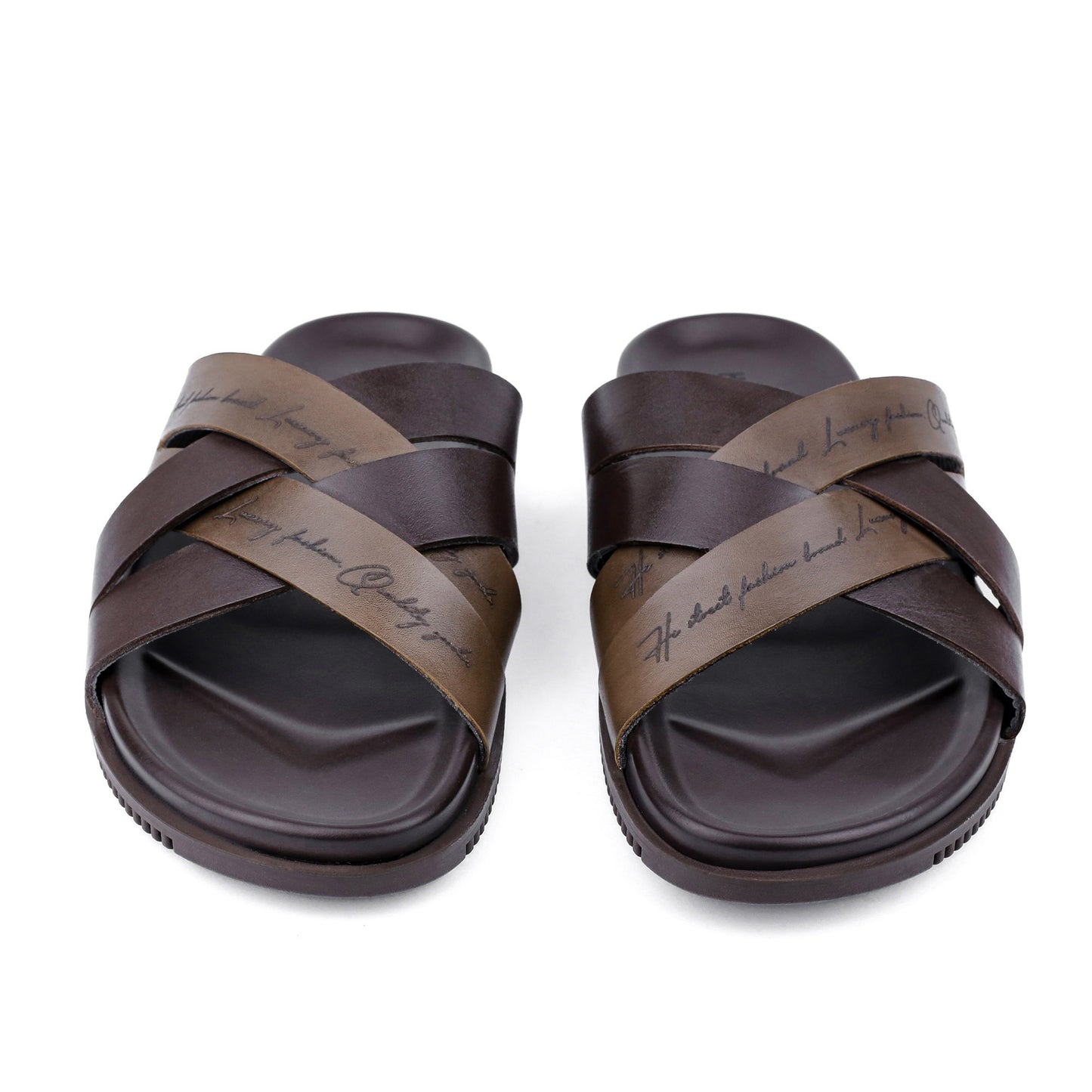 LASER TEXT LEATHER SLIPPER