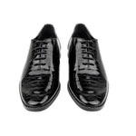 BLACK TEXTURED LACE UP SHOES
