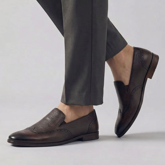 BROWN LEATHER BROUGE SHOES