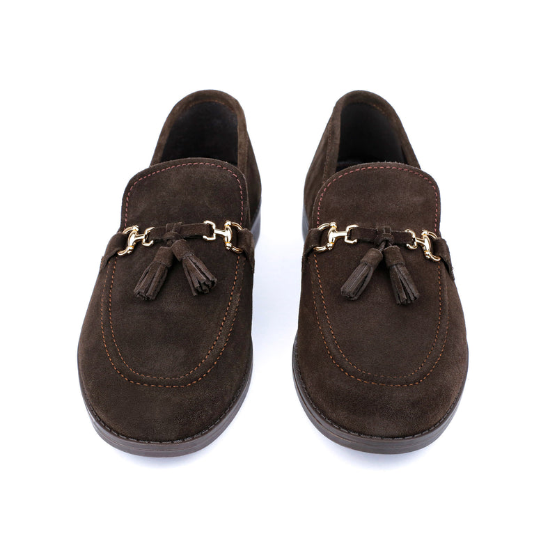 BROWN SUEDE TASSEL SHOES