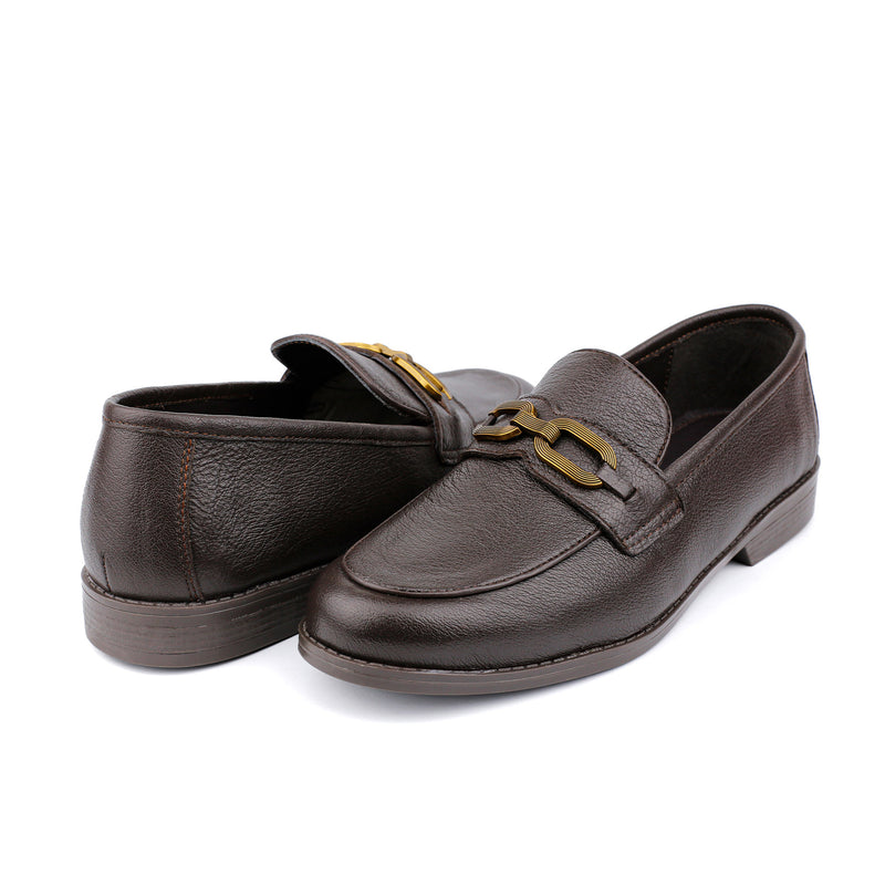 BROWN TEXTURED LEATHER SHOES
