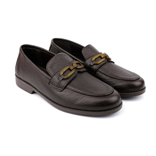 BROWN TEXTURED LEATHER SHOES