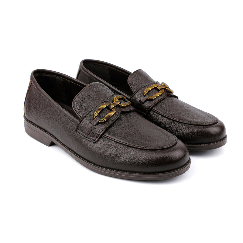 BROWN TEXTURED LEATHER SHOES