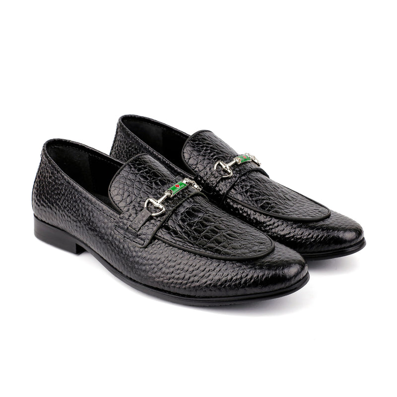 BLACK PATENT TEXTURED SHOES