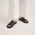 BLACK ANILINE LEATHER SLIPPER