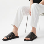 BLACK ANILINE LEATHER SLIPPER