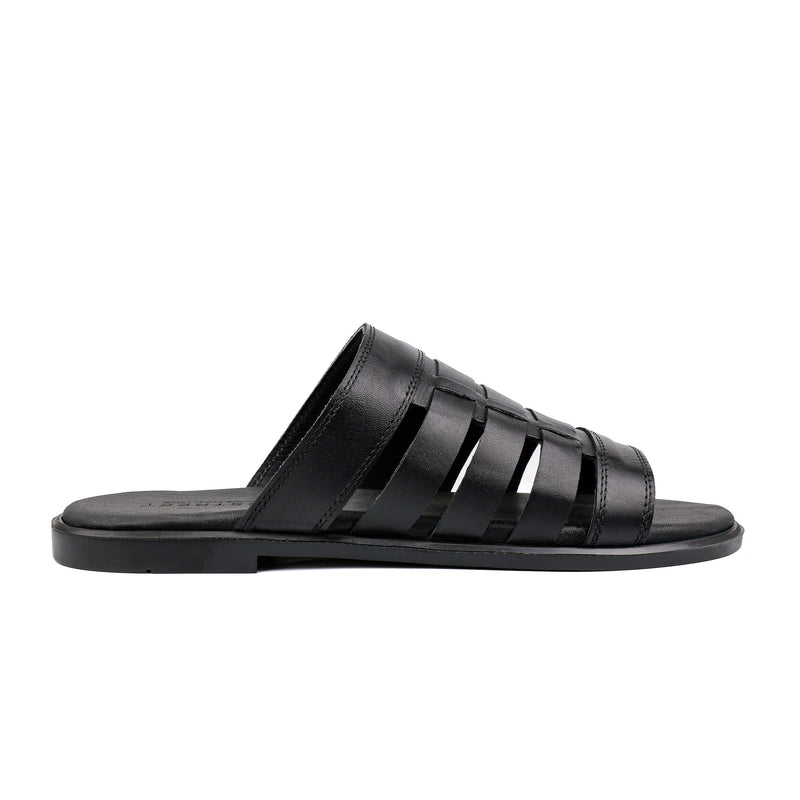BLACK ANILINE LEATHER SLIPPER