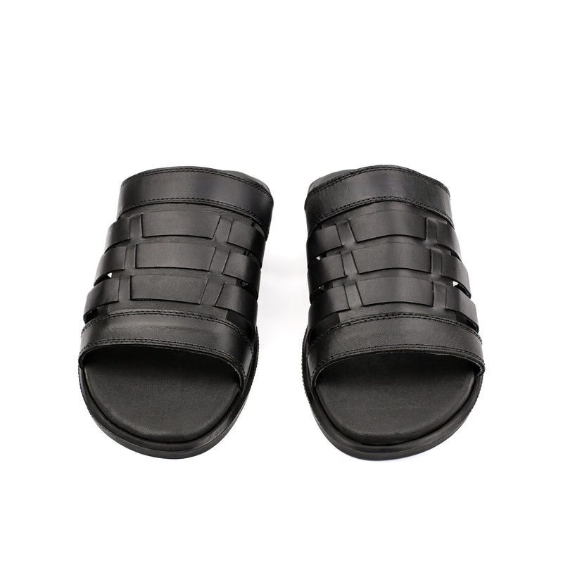 BLACK ANILINE LEATHER SLIPPER