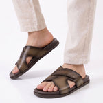 TWO TONE LEATHER EVA SLIPPERS