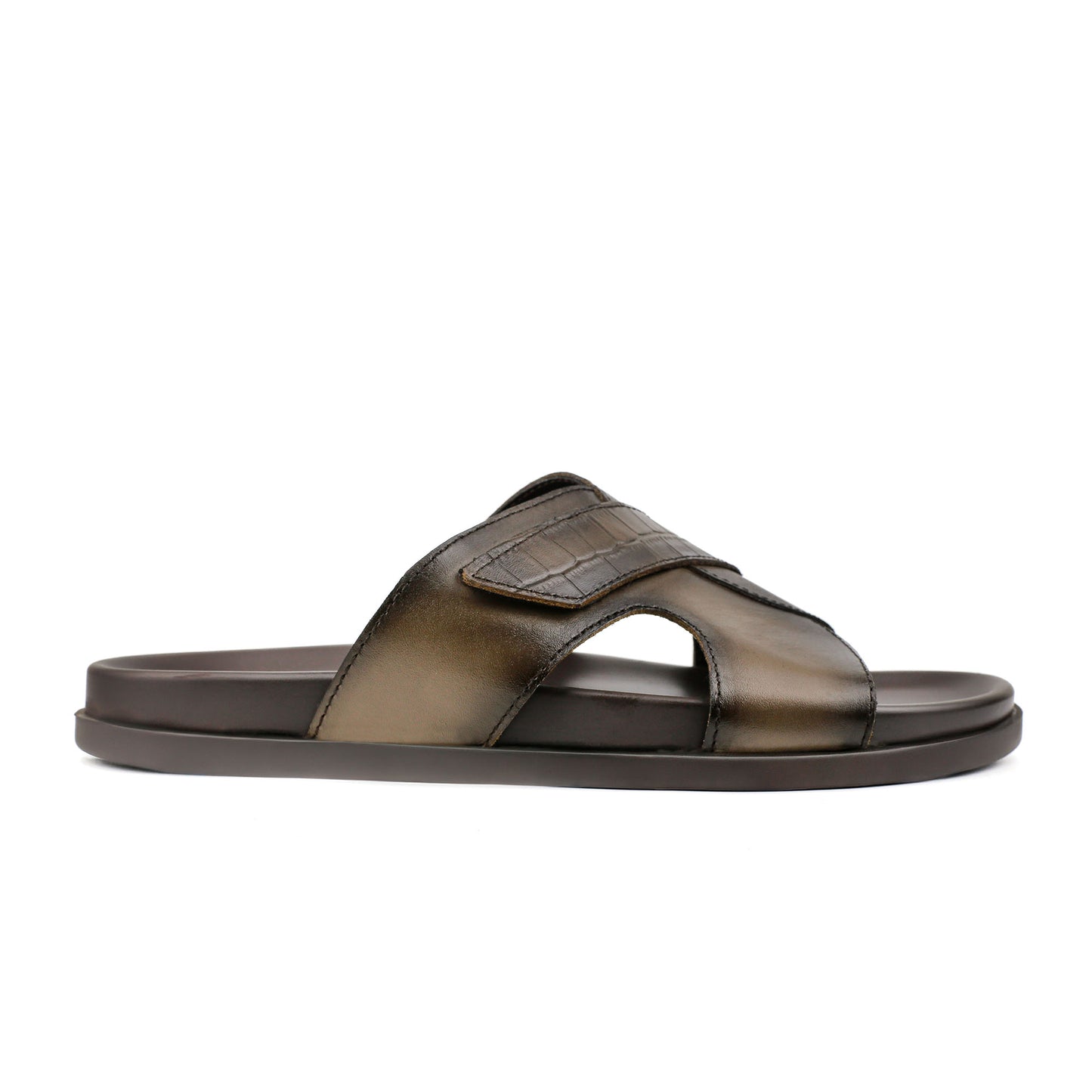 TWO TONE LEATHER EVA SLIPPERS