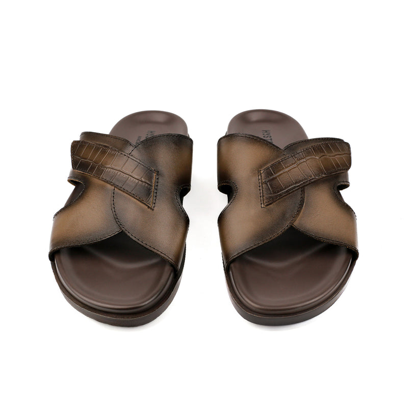 TWO TONE LEATHER EVA SLIPPERS