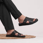 BLACK TWXTURED LEATHER SLIPPER
