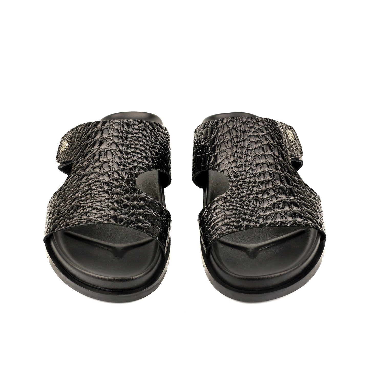 BLACK TWXTURED LEATHER SLIPPER