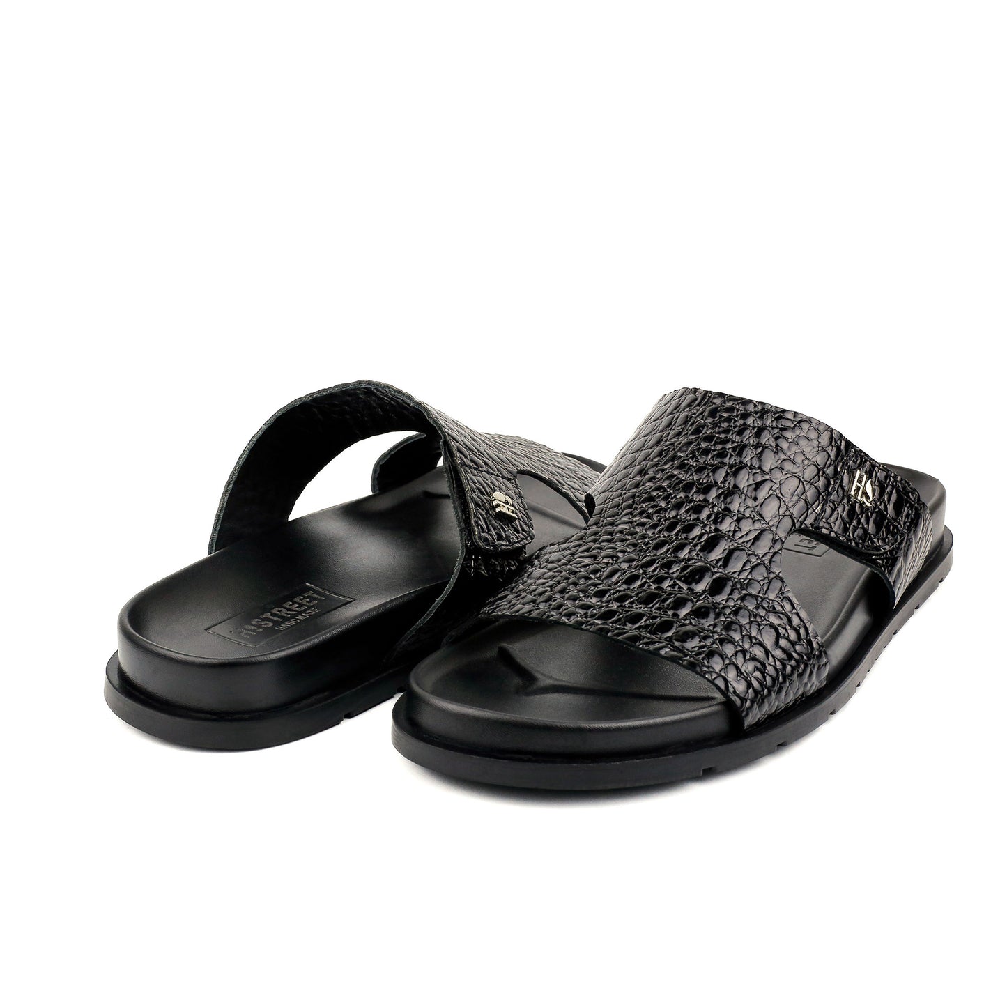 BLACK TWXTURED LEATHER SLIPPER