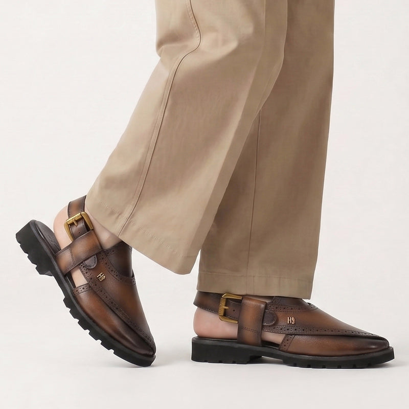 TWO TONE LEATHER SANDAL