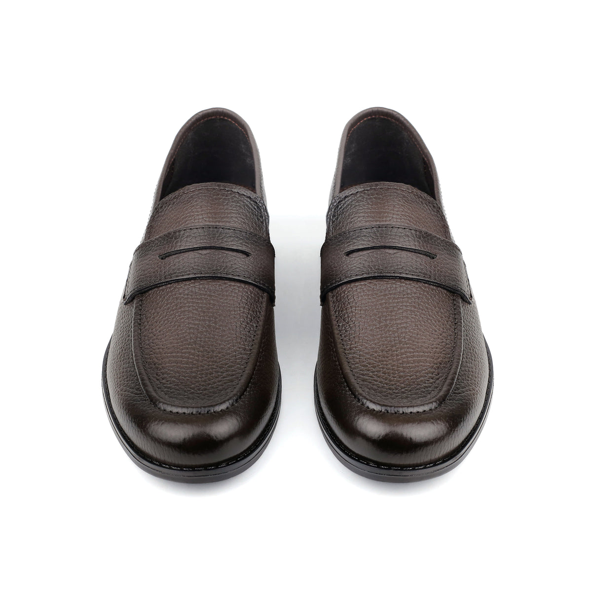 BROWN MILLED  LEATHER LOAFERS